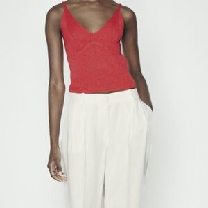 Zara Knit V-Neck Red Top